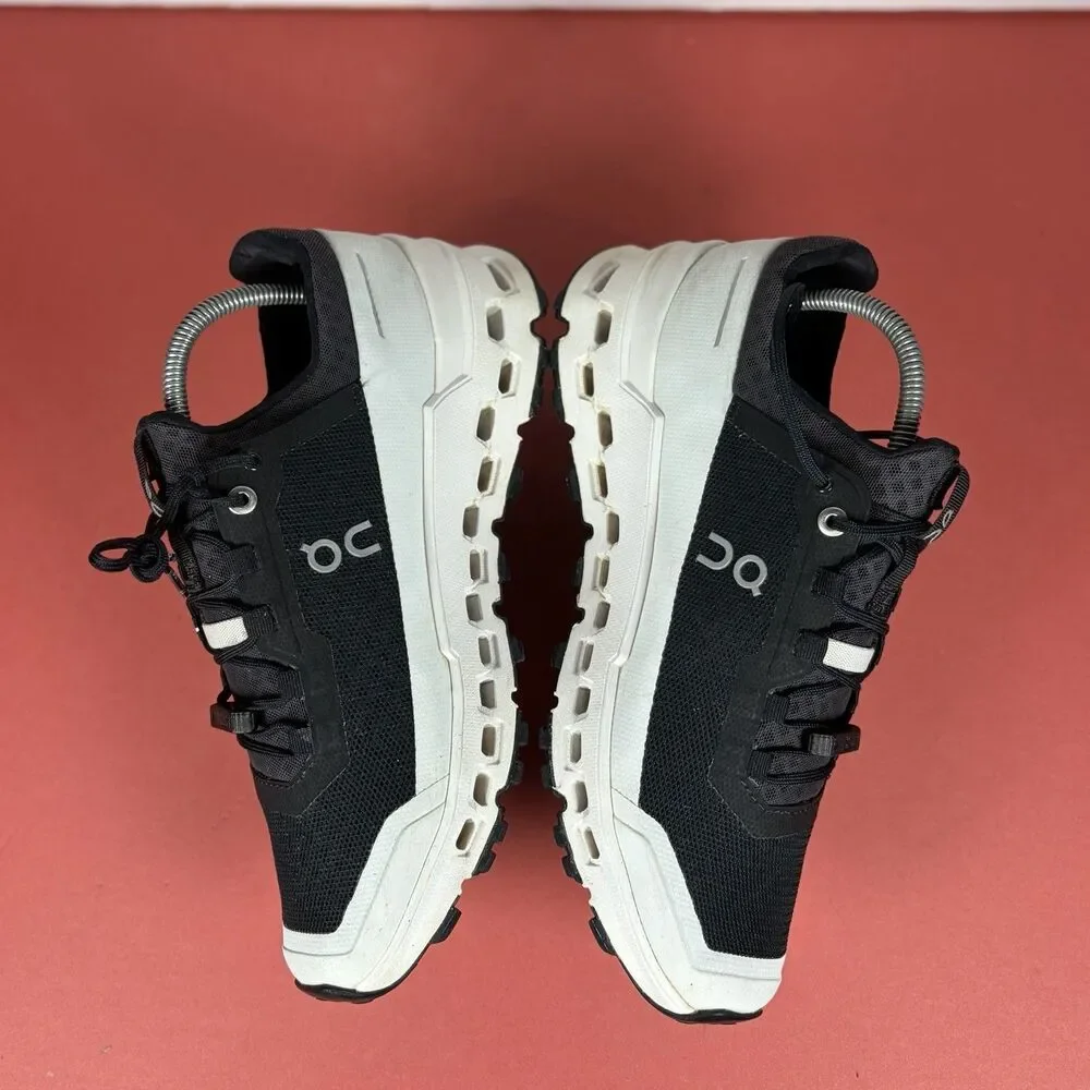 On CloudUltra Trail Running Shoes Sneakers Black White Womens Sz 8 Comfort